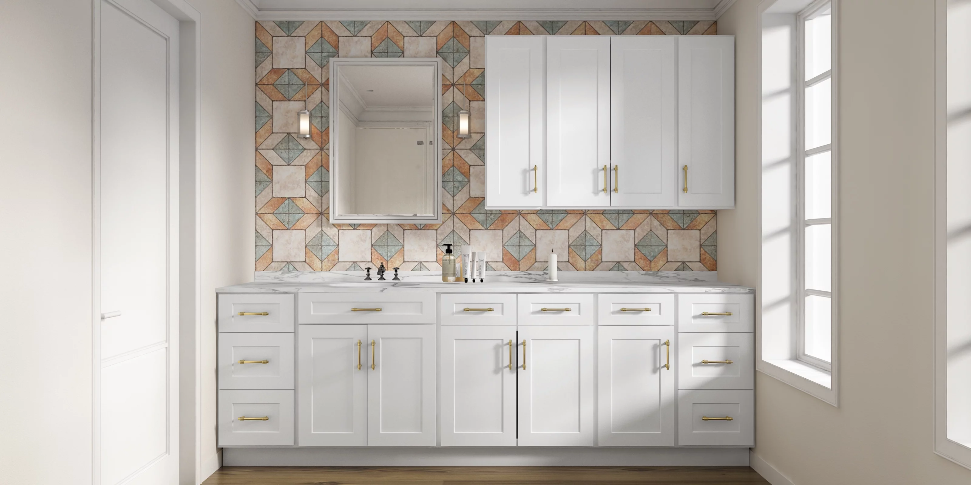 Homlux 24-in W x 12-in D x 42-in H in Shaker White Plywood Wall Kitchen Cabinet Glasses Not Included