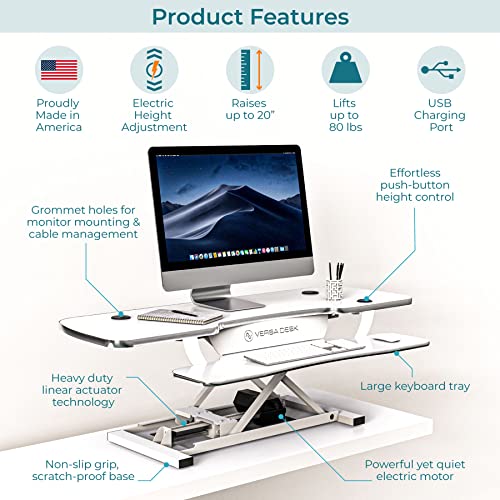 VERSADESK PowerPro™ 36 Inch Electric Standing Desk Converter, Height Adjustable Sit to Stand Up Desk Riser