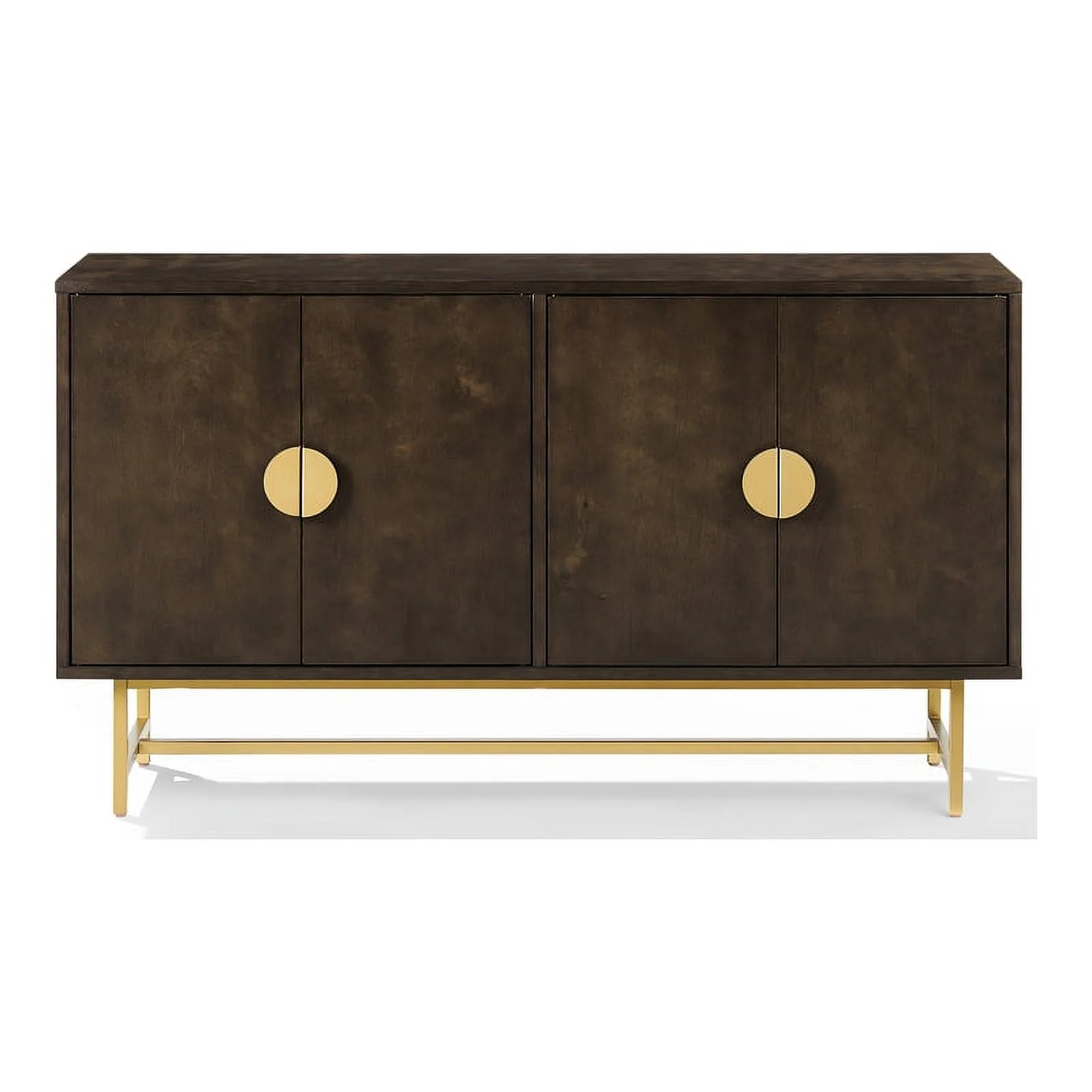 Crosley Furniture Blair Mid-Century Wood/Steel Sideboard in Dark Brown/Gold