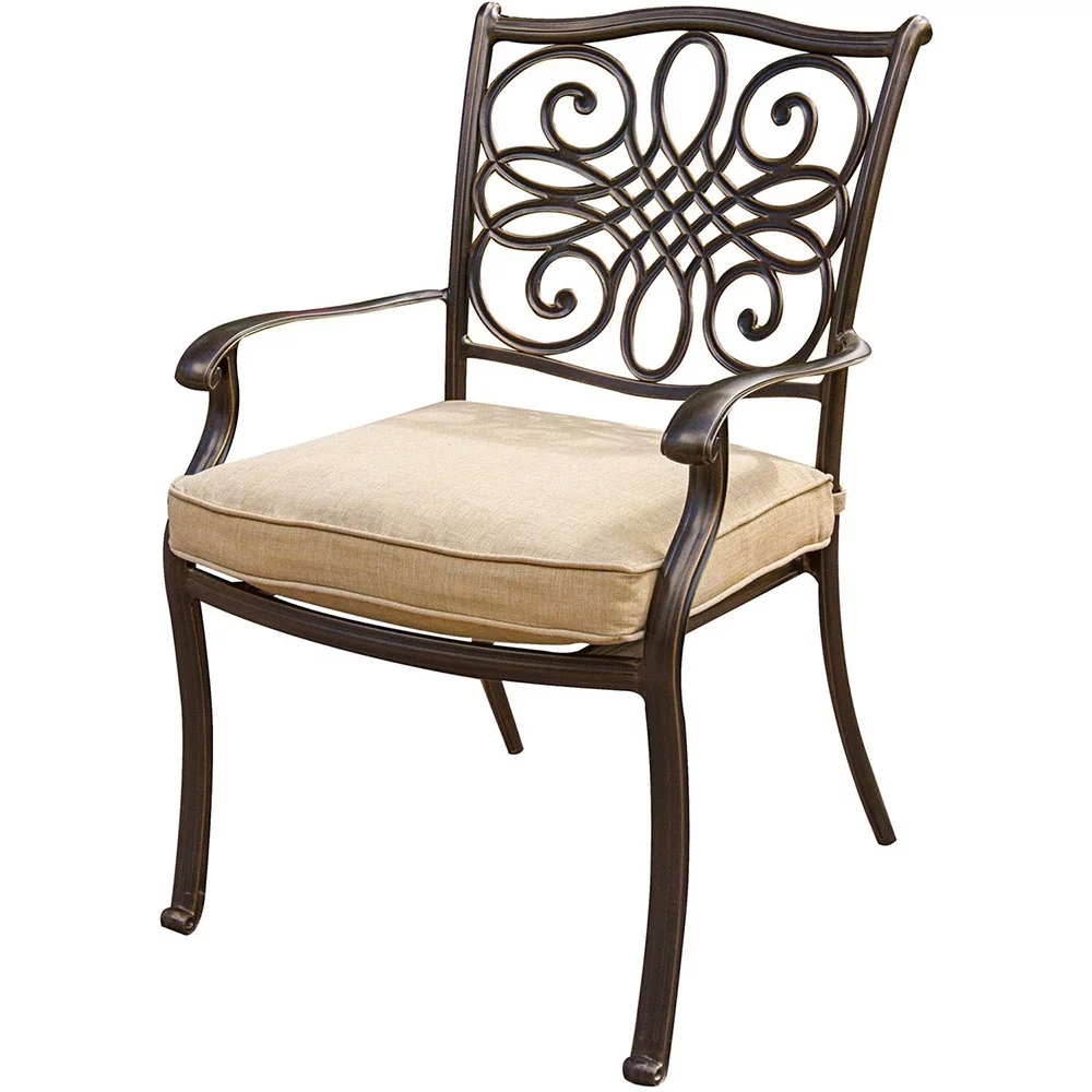 Hanover Traditions 3-Piece Bistro Set in Tan with 30 in. Glass-Top Table