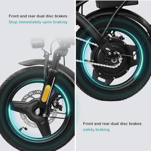Folding Electric Bike for Adults and Teens, 560W Motor 24MPH Compact Commuter Ebike, 32 Miles Range, 48V 10Ah Battery, 3-Level Pedal Assist