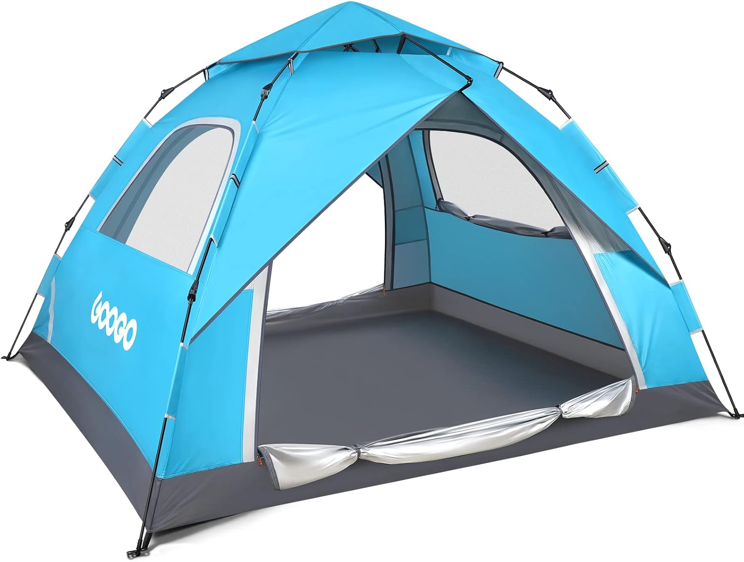 Googo Camping Pop Up Tent 4 Person, Instant Family Automatic Tent with 4 Mesh Windows, UPF 50+ UV Protection, Easy Set Up&Take Down