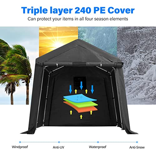 ADVANCE OUTDOOR 10x10 ft Heavy Duty Outdoor Patio Portable Canopy Storage Shelter Shed Carport with 2 Roll up Zipper Doors & Vents for Snowmobile