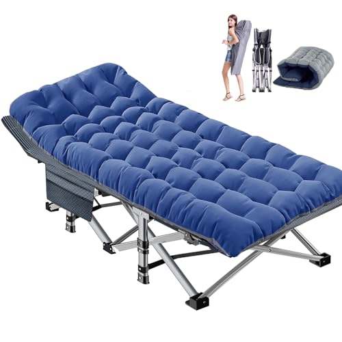 DoCred Folding Camping Cot with Mattress, 2 Pack Heavy Duty Folding Cot for Adults, Portable Sleeping Cot Bed Adults Outdoor Bed with Carry Bag