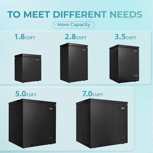 EUHOMY 3.5 Cu.Ft Chest Freezer with Removable Basket, Small Deep Freezer Adjustable 7 Thermostat, Quiet Mini Freezer Free-Standing Top Door
