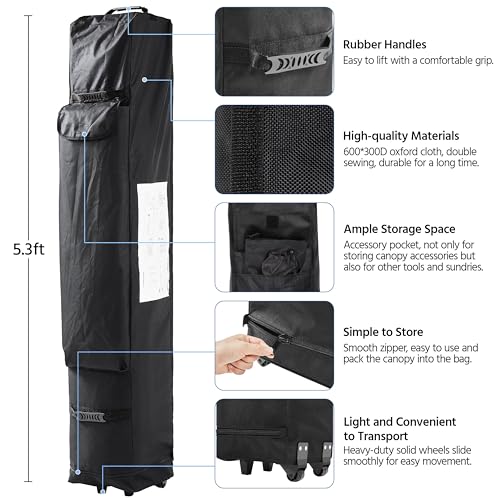 Yaheetech Heavy Duty Pop Up Canopy Tent, 10x20 Commercial Instant Shelter Tent for Wedding, Parties, Adjustable Outdoor Canopy with Wheeled Carry Bag