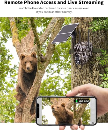 Cellular Trail Camera 3rd Generation 4G LTE with Solar Panel, Live Video Game Camera Include SIM Card with 360° Pan Tilt, Motion Activated