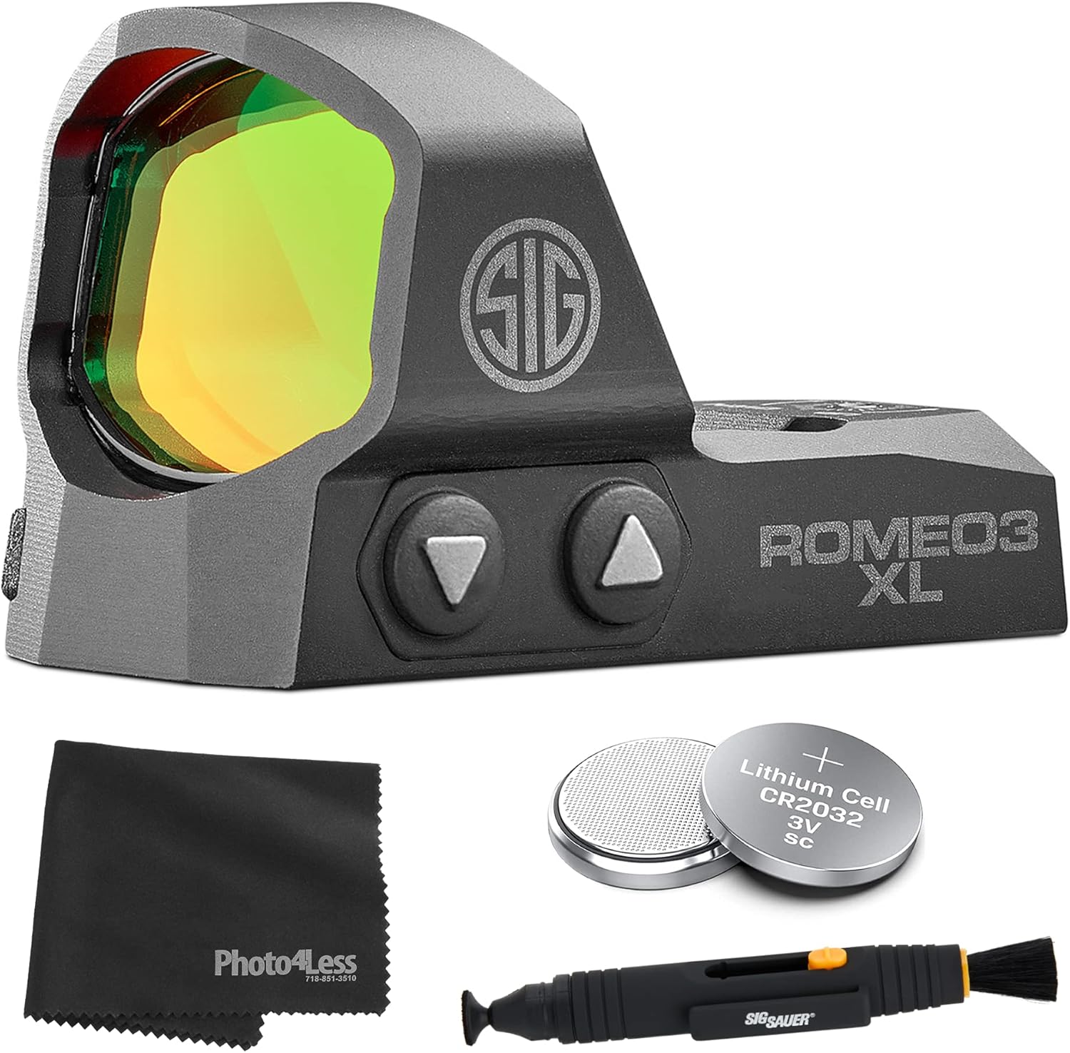 Sig Sauer ROMEO3 XL 1X35mm Red Dot Sight + 2 Additional Batteries and Lens Cleaning Kit