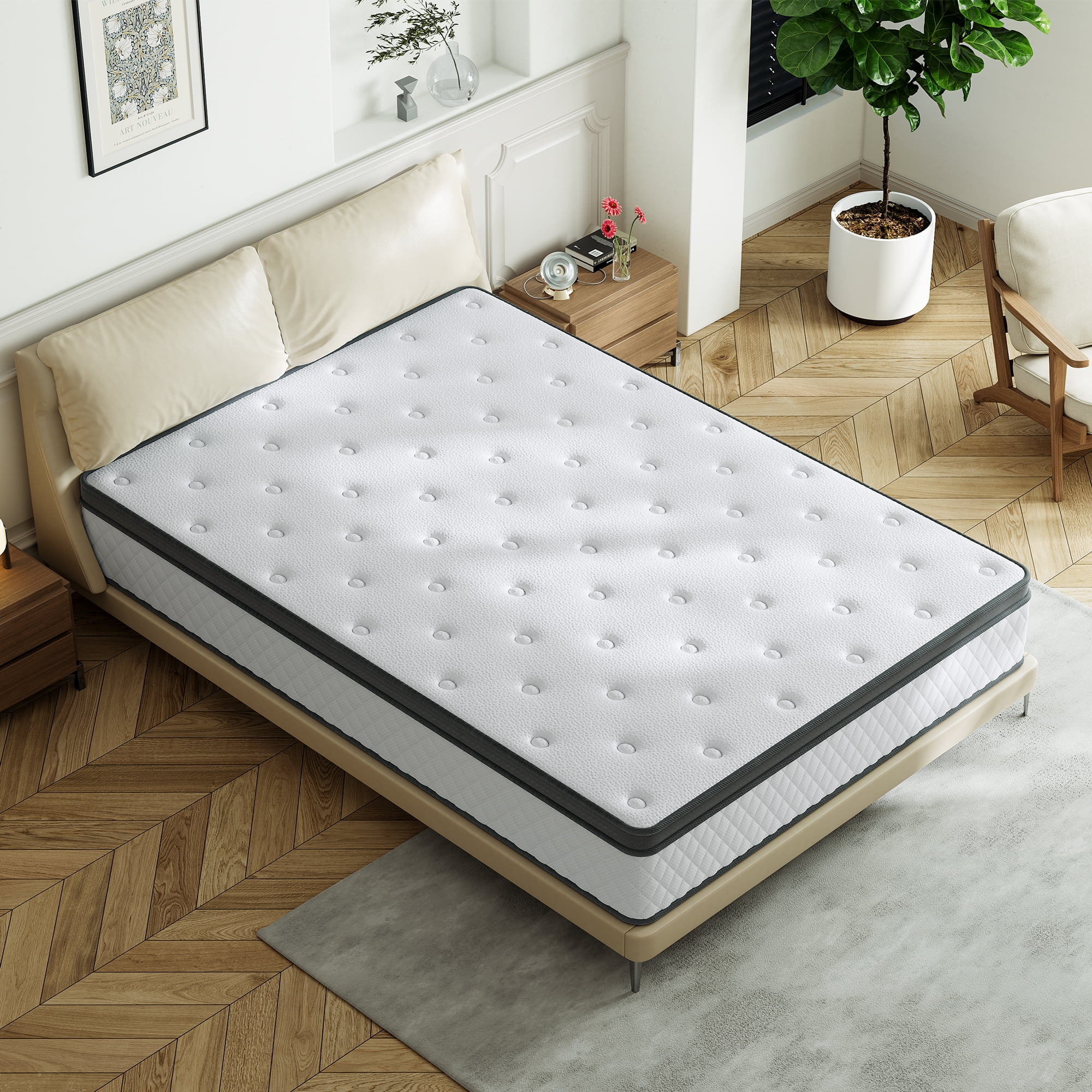 TXO 12 Inch Memory Foam and Innerspring Hybrid Mattress �C Queen Mattress �C Bed in a Box �C Medium Firm Mattress