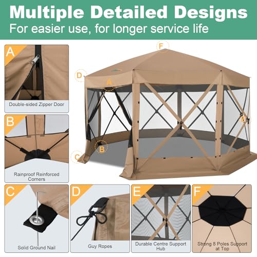 COBIZI 12x12ft Pop up Gazebo Screen Tent Screen House for Camping, Camping Outdoor Screened Gazebo, Canopy Tent