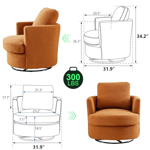 ODUWA Swivel Barrel Chair Set of 2