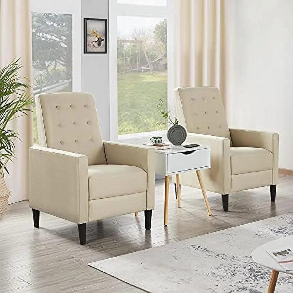 RUNFAYBIU Fabric Recliner Chair Mid-Century Modern Recliner Adjustable Single Recliner Sofa with Thicker Seat Cushion Tufted Upholstered Sofa with