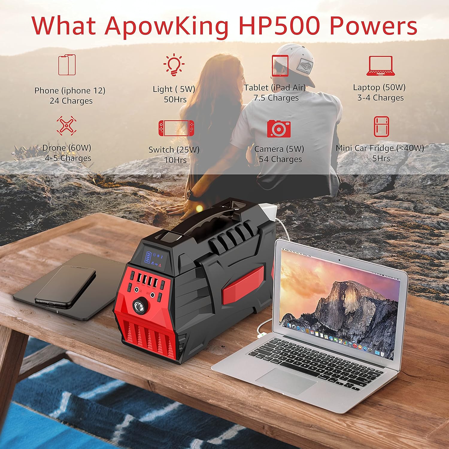 500W Portable Power Station with Carry Bag, 296Wh Solar Generator Backup Battery Pack with 110V/500W AC Outlet