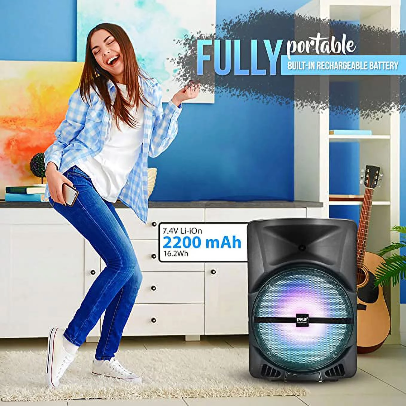 Pyle Wireless Portable PA Speaker System - 800W Powered Bluetooth Indoor & Outdoor DJ Stereo Loudspeaker