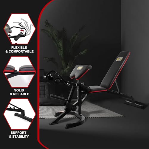 Adjustable Weight Bench, Workout Bench for Home Gym, Adjustable 6 Position Utility Bench with Leg Extension and Preacher Pad