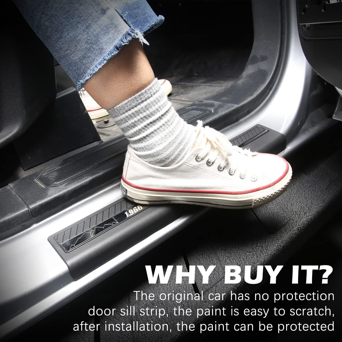 YIKUN Door Sill Guards Entry Sill Plate Protection for Ford Bronco 2021 2022 6th Accessories Parts Welcome Pedal Protector Cover 4Pcs/Set