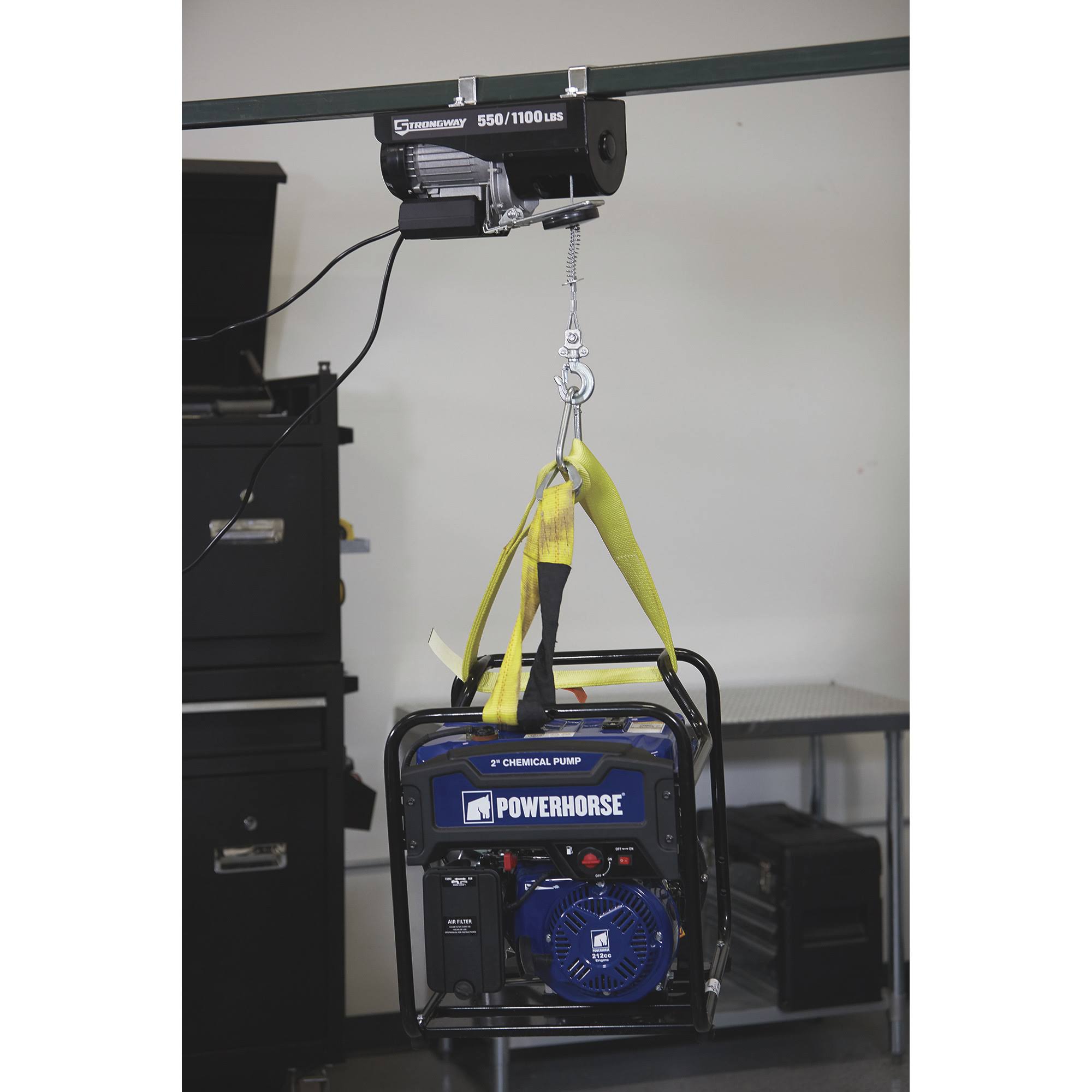 Strongway Electric Cable Hoist - 550-Lb. Single Line Capacity, 1100-Lb. Double Line Capacity, 38ft./19ft. Lift