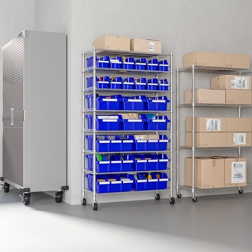 Seville Classics Heavy Duty NSF Bin Rack Solid Steel Wire Shelving Storage Unit, Patented Organizer for Garage, Warehouse, Office, Restaurant