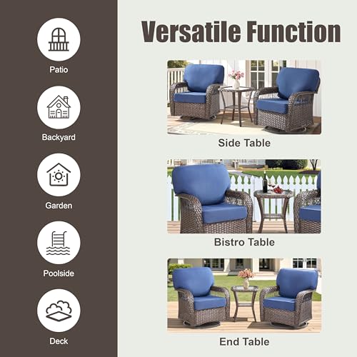 7 Pieces Outdoor Furniture Set with Swivel Chairs