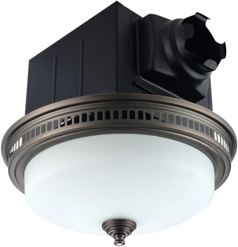 Akicon Ultra Quiet 110 CFM Round Exhaust Bathroom Fan with Light and Nightlight Bronze (3x9W GU24 Base LED Bulbs and 1pcs E12 Nightlight Included) 3