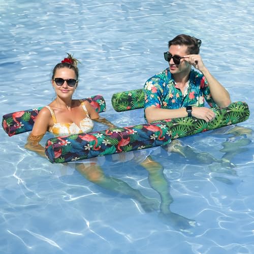 FindUWill Fabric Pool Floats Hammock, XL, 2 Pack Inflatable Water Floaties 4-in-1 (Saddle, Lounge Chair, Drifter), Lake, Beach