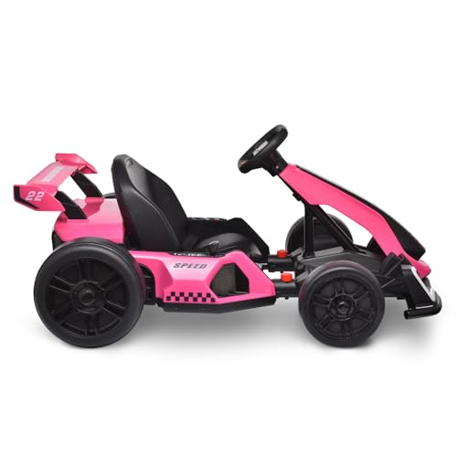Blitzshark 24V Kids Go Kart 300W Powerful Drift Kart Electric Pedal Kart Outdoor Race Toy, with 2X150W Strong Motor, 7AH Big Battery