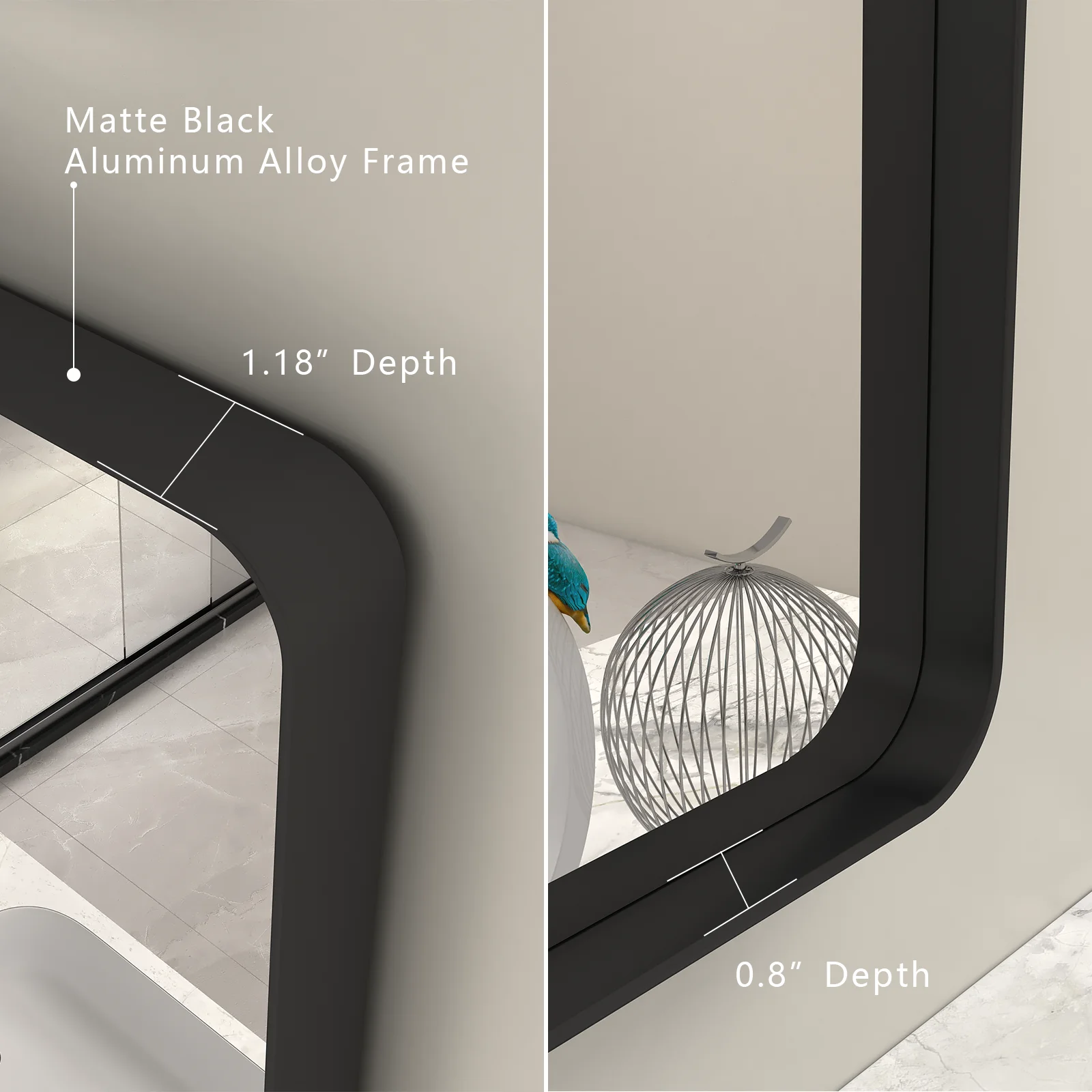 Apmir 36x24 inch Rectangular Wall Mirror Black Mirrors for Bathroom Vanity Mirror Tempered Glass - Radiant Selections