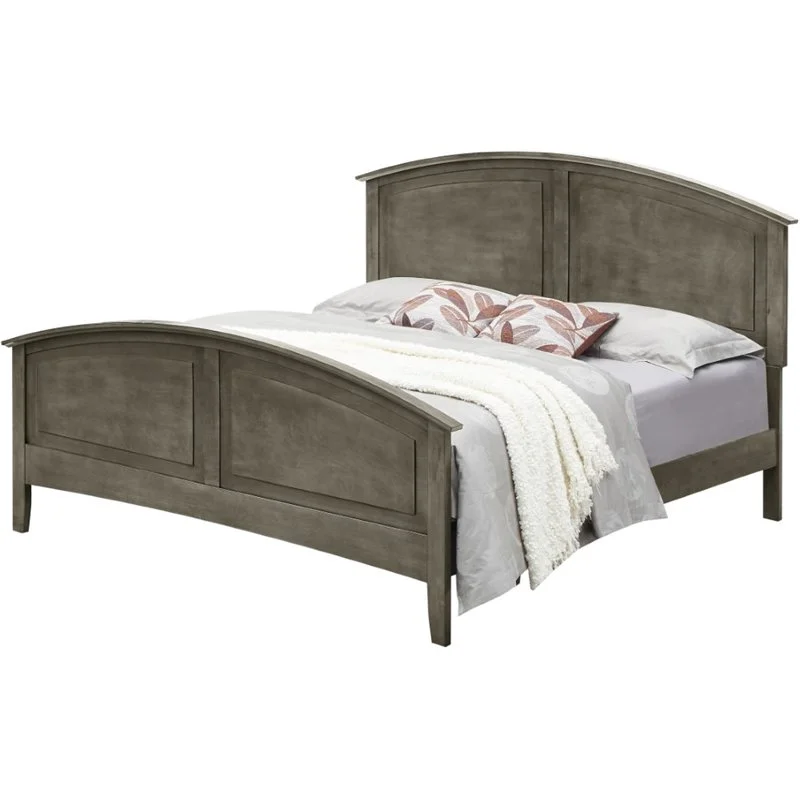Home Square 3-Piece Set with King Bed 5-Drawer Chest and Nightstand in Gray