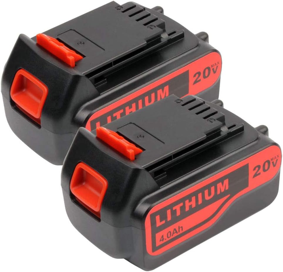 2 Pack 4.0Ah 20V LBXR20 Replacement Lithium Battery for Black and Decker 20Volt Max LBXR20 LB20 LBX20 LBXR2020 LBX4020 LB2X4020-OPE LBXR20-OPE Power