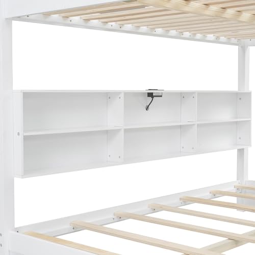 Ball & Cast Twin-Over-Twin Bunk Bed with Twin-Size Trundle and 3 Storage Stairs,Wood Bunkbed w/Full-Length Guardrails,Slat Support