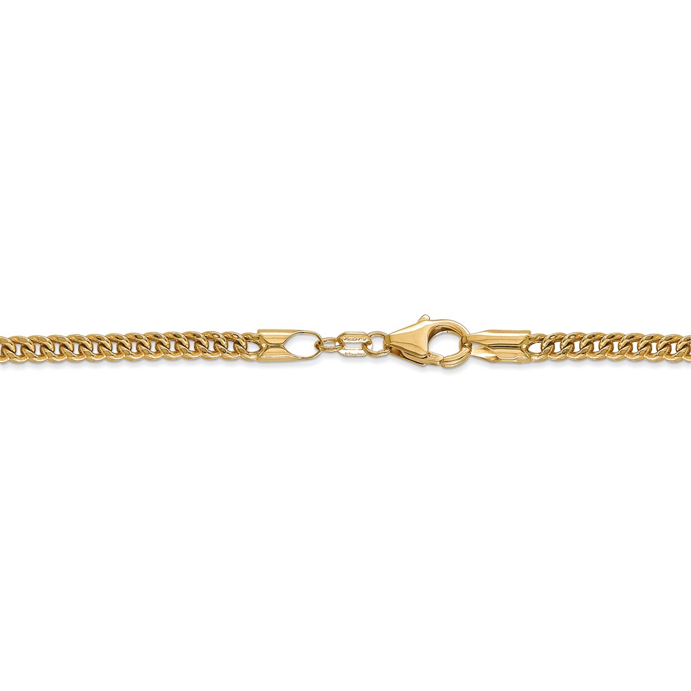 Real 14kt Yellow Gold 3mm Semi-Solid Franco Chain; 22 inch; Lobster (Fancy) Clasp; for Adults and Teens; for Women and Men