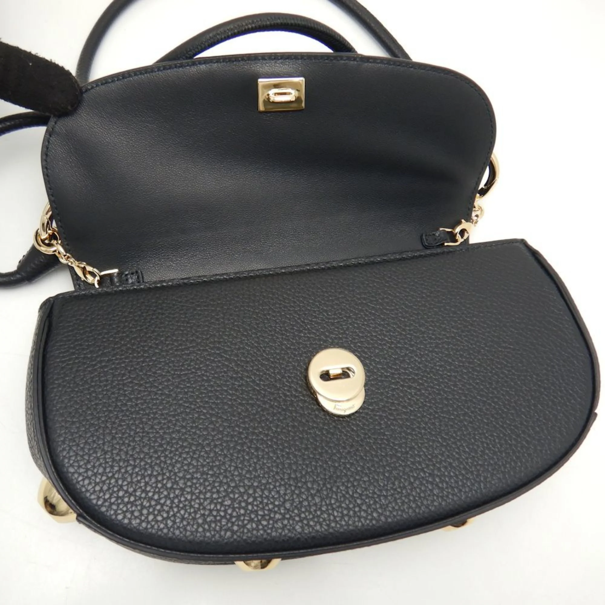 Pre-Owned Salvatore Ferragamo 2WAY 0754149 Handbag Calf Black 250330 (Like New)