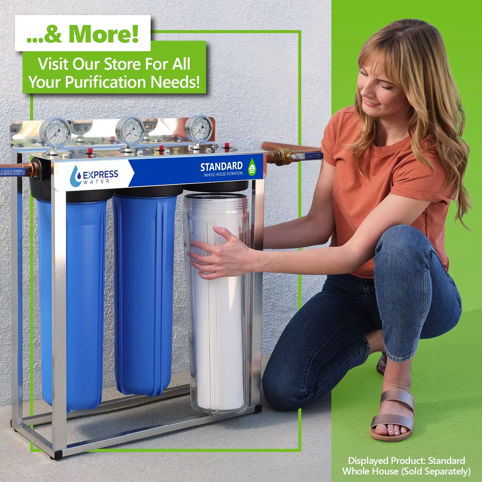 Express Water 10 Stage Home Drinking Water Filtration System Alkaline Mineral pH+ Reverse Osmosis 100 GPD RO Membrane Modern Chrome Faucet Pressure