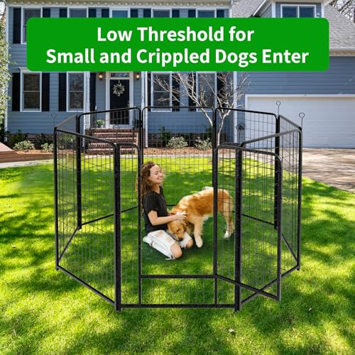 Dog Playpen Outdoor Extra Wide 12 Panels Heavy Duty Anti-Rust Coating-Strengthened Dog Fence 40" Height with Doors Portable for RV Camping Yard