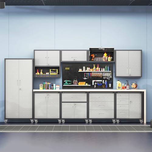Garage Storage Cabinet Wall Cabinet with 2 Doors,Lockable Tool Cabinets Wall Mounted with Adjustale Shelves
