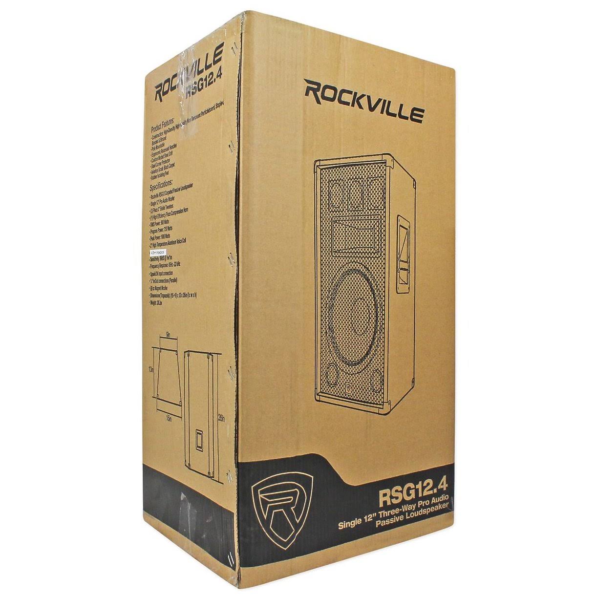 2 Rockville Rsg12.4 12 1000W DJ Speakers+RPA5 1000W Amplifier+Stands+Cables+Bag 931