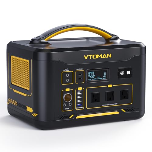 VTOMAN Jump 600X Portable Power Station, LFP Battery Powered Generator with 2x 600W AC Outlets (Surge 1200W), 4x USB ports
