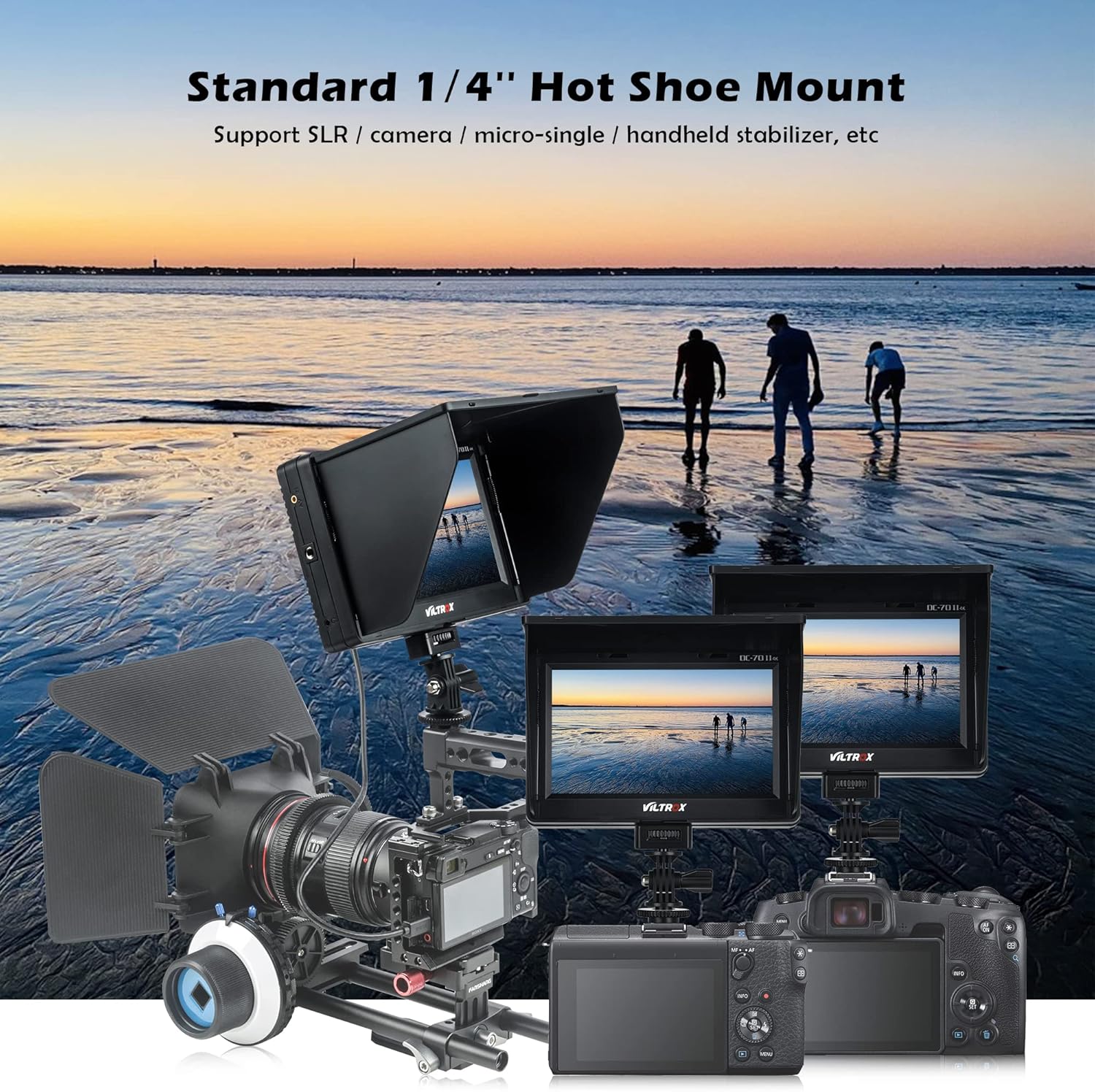 VILTROX DC-70 II 7 inch Camera Video Monitor, 4K Camera Field Monitor Kit with HDMI AV Input/Output for Canon Nikon Sony DSLR Camera