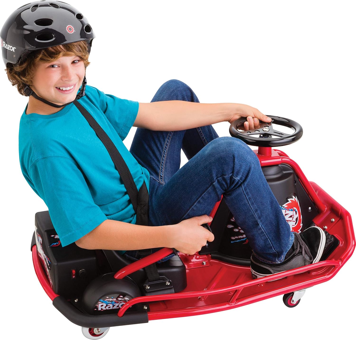 Razor Crazy Cart DLX - 24V Electric Drfting Go Kart - Enhanced Drift Bar, Brodie Knob Steering & Crazy Cart - 24V Electric Drifting Go Kart