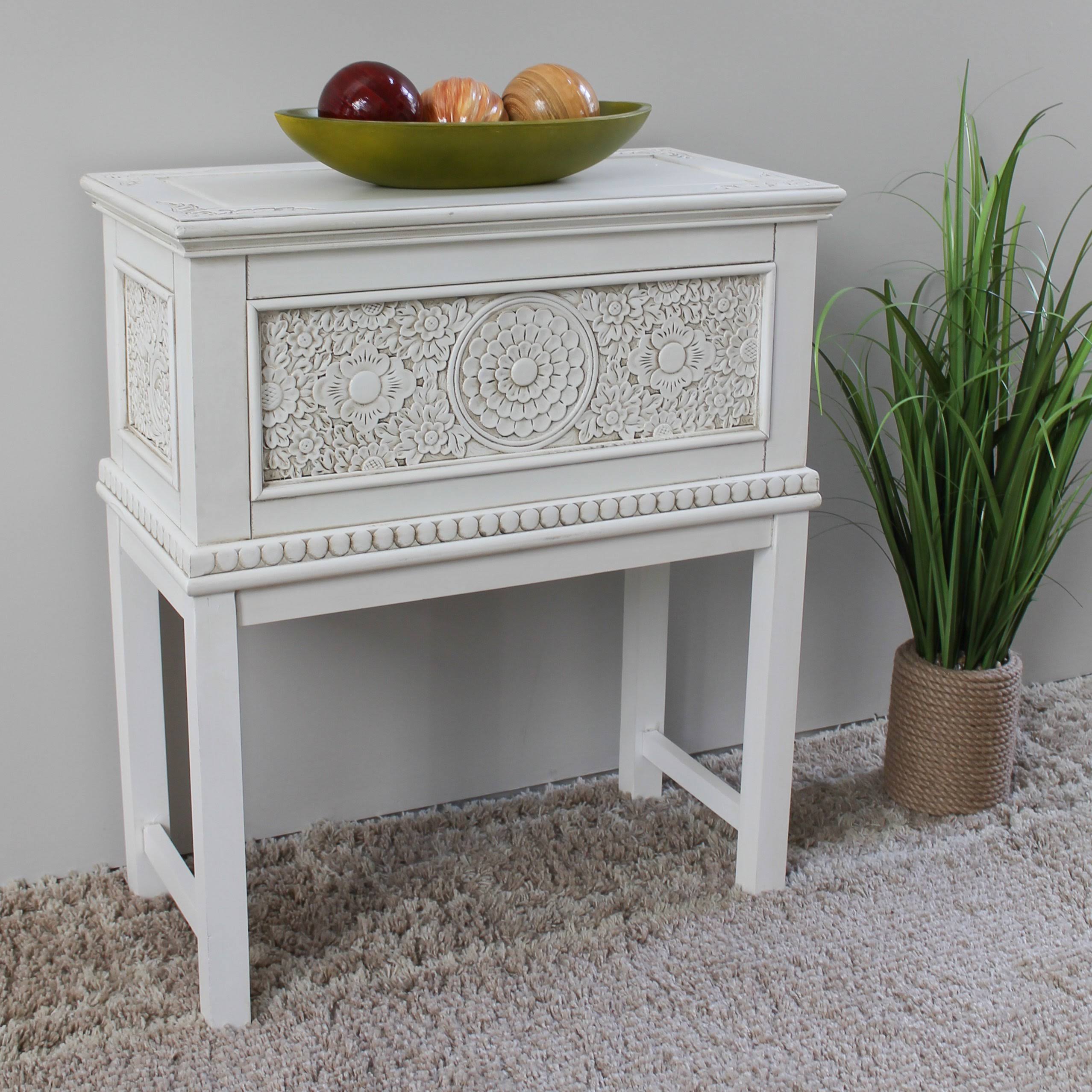 International Caravan Windsor Carved Wood Trunk on Stand