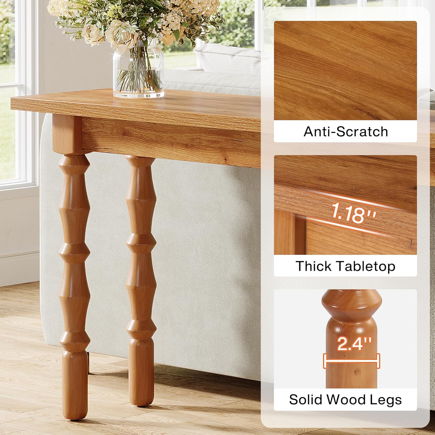 Tribesigns 70.9-Inch Extra Long Console Table for Entryway, Narrow Sofa Table Behind Couch with Solid Wood Legs, Entry Accent Table for Living Room