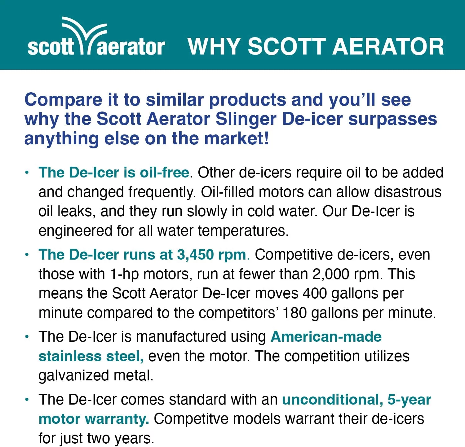 Scott Aerator SAC11001 25 ft. 115V Aerator Slinger De-Icer for Lakes & Ponds