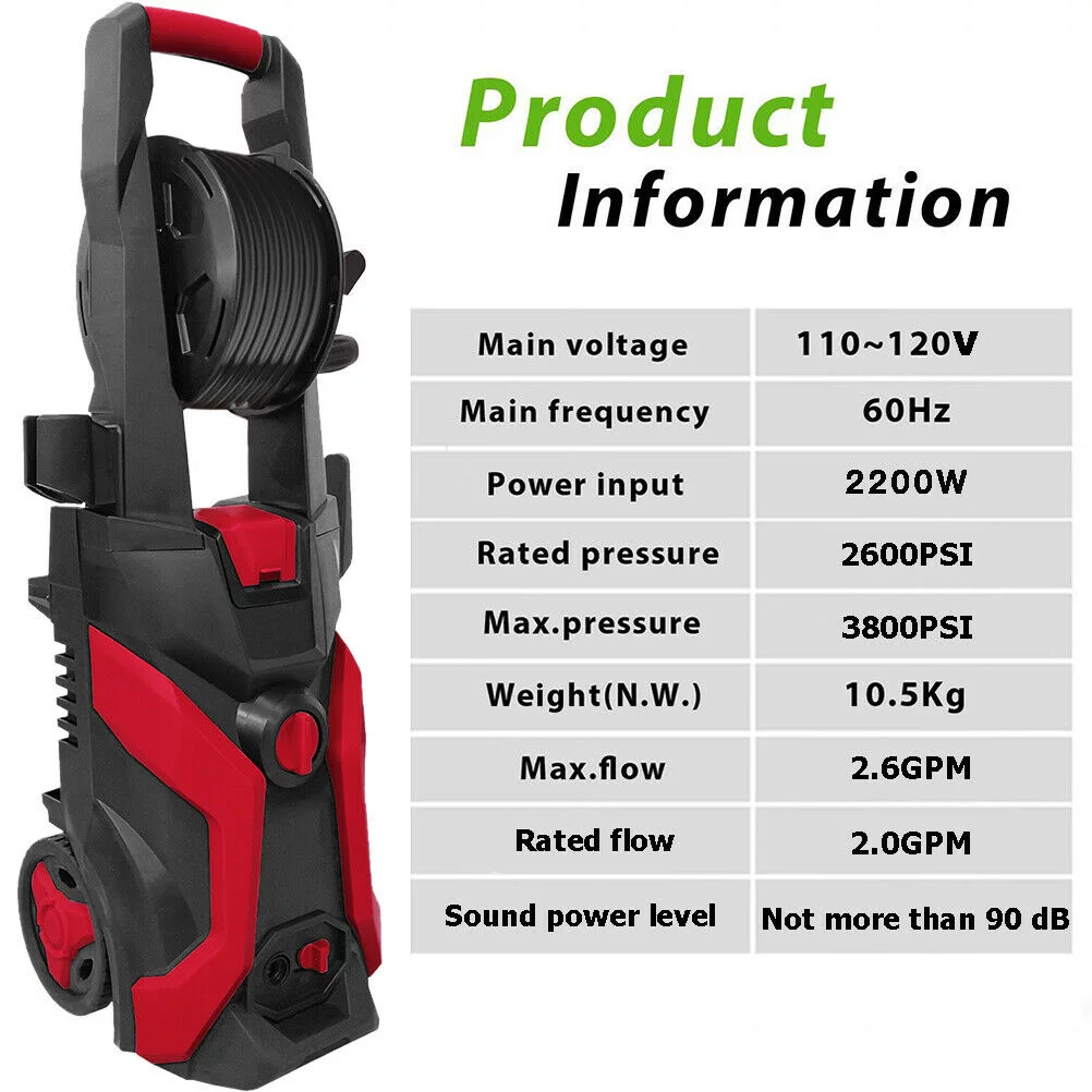 Datingday 3800PSI 2.6GPM Electric Pressure Washer Sprayer High Power Cleaner Machine - Curated Treasures Market
