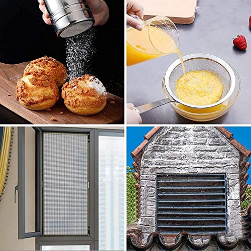 304 Stainless Steel Woven Wire Stainless Steel Woven Wire 100 Mesh Fine Mesh Screen Roll Cabinets Wire Mesh for Vent Filter Kitchen & Garden 0.18mm