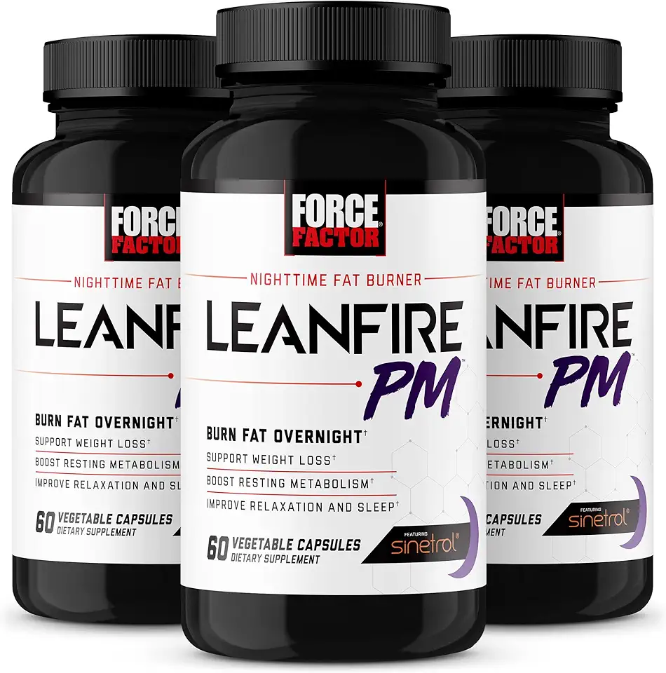 Force Factor LeanFire PM, Weight Loss Pills for Women and Men, Fat Burner and Overnight Weight Loss Pills to Burn Fat, Boost Metabolism