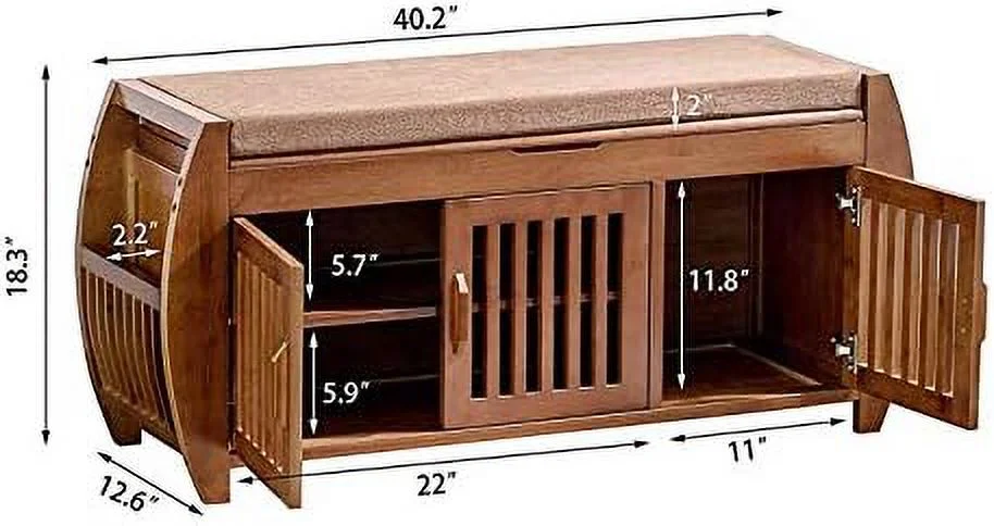 KBANZIBIU Shoe  Bench &amp; Bamboo Shoe Bench &amp; Shoe Rack Cabinet  Benches  Entryway  Organizer for Style &amp
