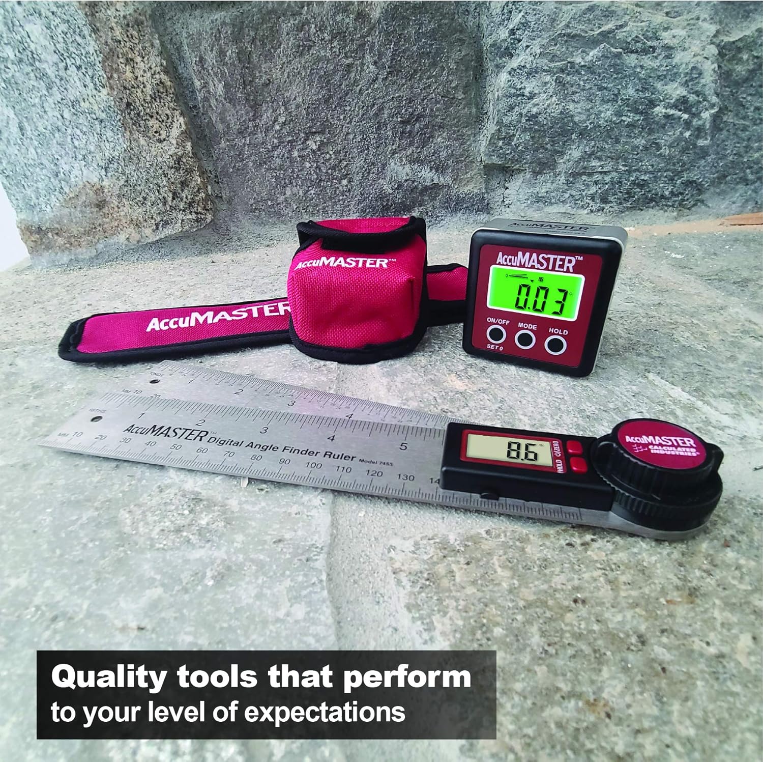 Calculated Industries 7489 AccuMASTER Value Pack – 2-in-1 Digital Angle Gauge plus the Digital 7-Inch Angle Finder Ruler | Accurate Precision Tools