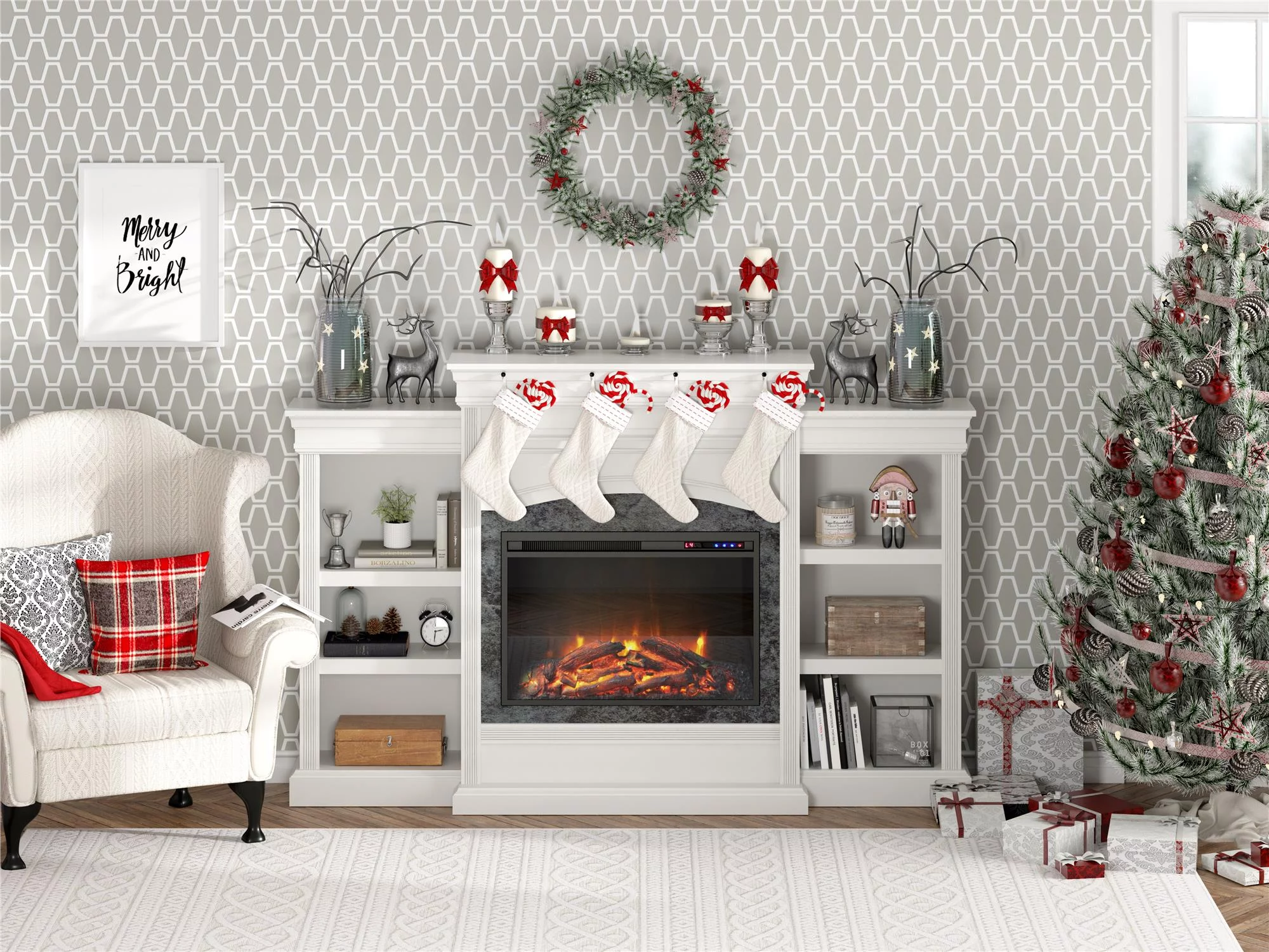 Ameriwood Home Lavina Mantel Fireplace. White