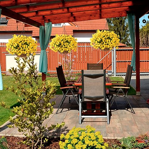 INQCMY Artificial Hanging Flowers in Basket for Patio Lawn Garden Decor