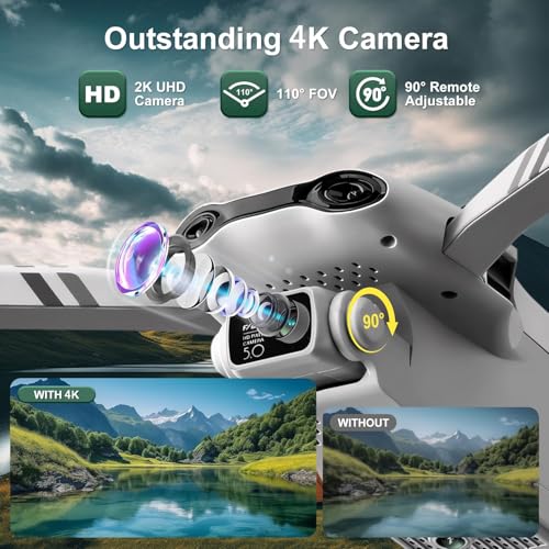 Drone with Camera for Adults 4K, Upgraded 4.5inch LCD RC Screen, GPS 2-Axis Gimbal Quadcopter Brushless Motor, Auto Return, Follow Me, Waypoint Fly